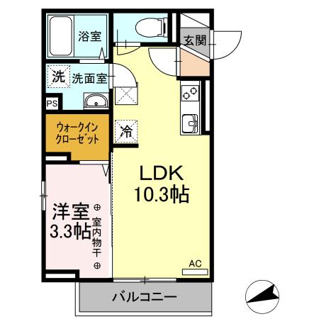 山形新幹線 山形駅 徒歩15分 3階建 築6年(1LDK/1階)の間取り写真