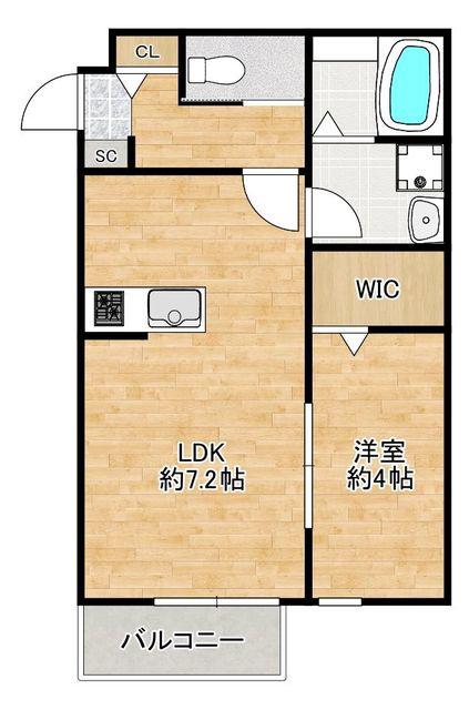 FILATO糸島II(1LDK/3階)の間取り写真