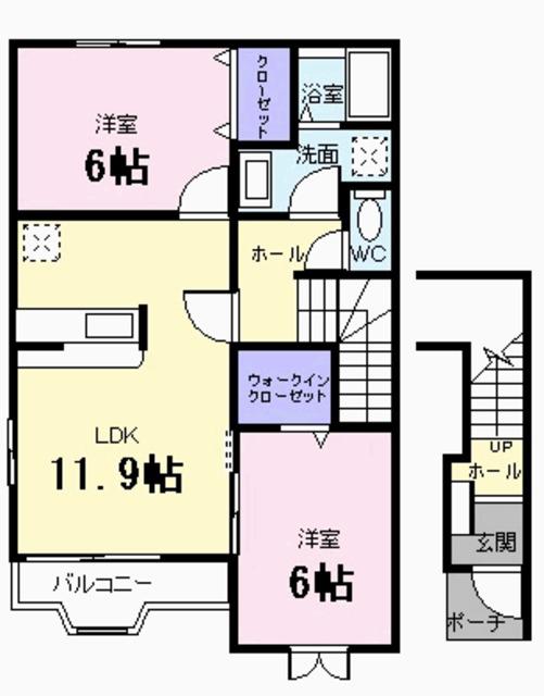 アレグレット(2DK/2階)の間取り写真