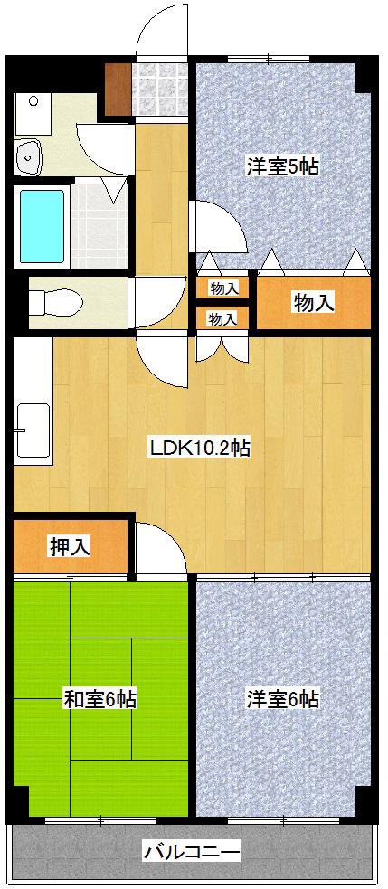 サンセットヒル(3LDK/1階)の間取り写真