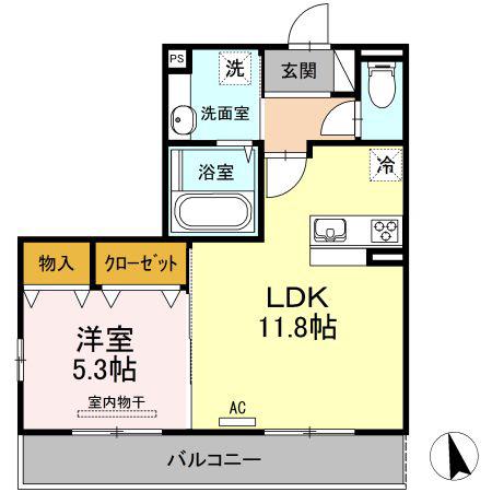 パルハイブリッジIII(1LDK/3階)の間取り写真