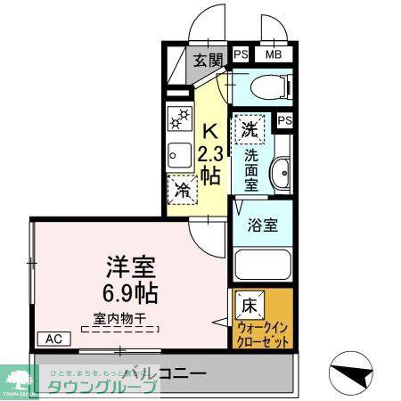 マレアガーデン新横浜F棟(1K/1階)の間取り写真