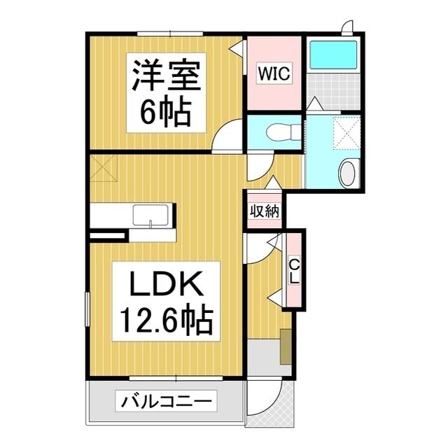 ガーデンハウス朝日山A(1LDK/1階)の間取り写真