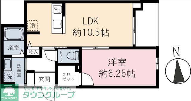 ハニーテラス(1LDK/2階)の間取り写真