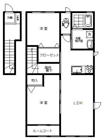 本陣ガーデンテラスH(2LDK/2階)の間取り写真