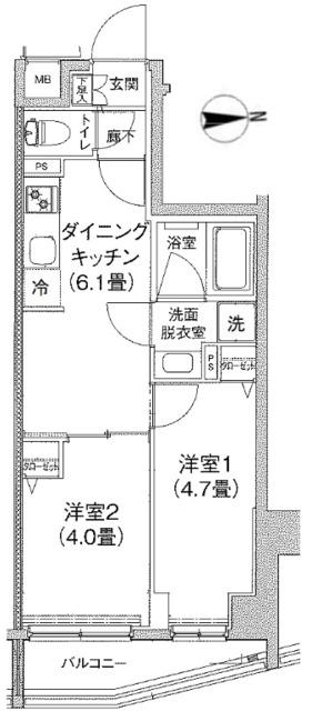 アイル プレミアム江古田(2DK/1階)の間取り写真