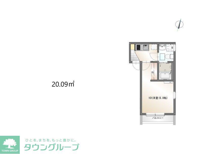 COAST TERRACE 中海岸(1K/1階)の間取り写真