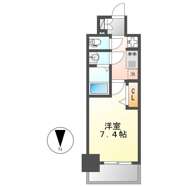 プレサンスジェネ新栄町駅前 葵(1K/9階)の間取り写真