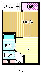 井宮マンション(1K/3階)の間取り写真