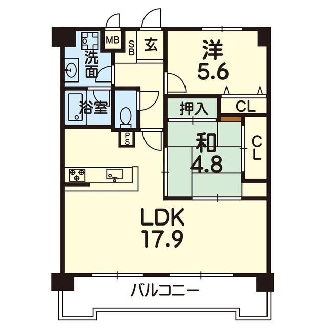 サンロイヤル帯山(2LDK/4階)の間取り写真