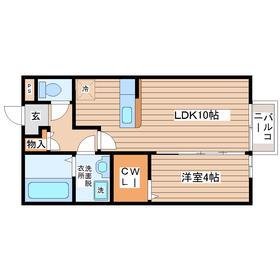シャルマンコート杜A(1LDK/2階)の間取り写真