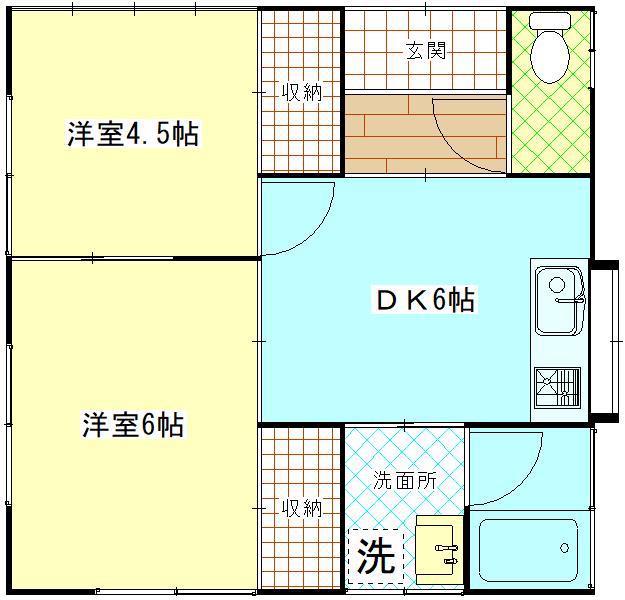 追浜東町ハイツ(2DK/1階)の間取り写真