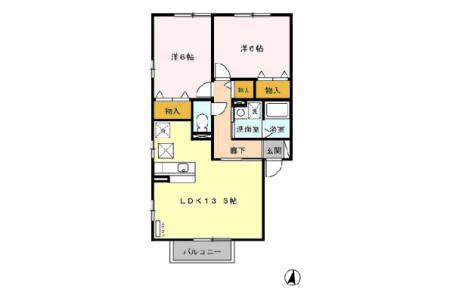 クレールヴィラ三和 A/B/C(2LDK/1階)の間取り写真