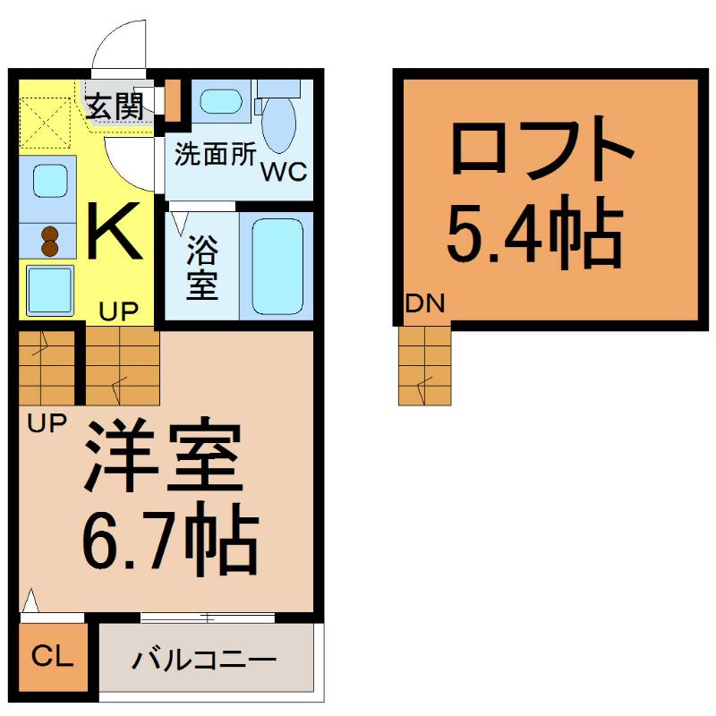 LINO HOLOMUA壱番館(1K/2階)の間取り写真
