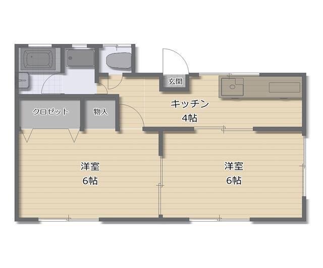 川井アパート(2K/2階)の間取り写真