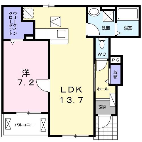 マーベラスVI(1LDK/1階)の間取り写真