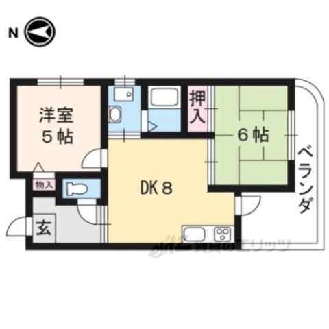 エイジ壬生(2DK/2階)の間取り写真
