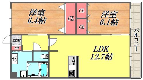 ブリーズM(2LDK/3階)の間取り写真