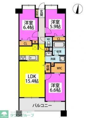 カルシア姪浜リオルト(3LDK/5階)の間取り写真