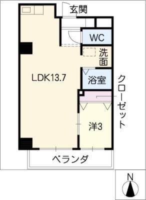 YS STELLA415(1LDK/8階)の間取り写真