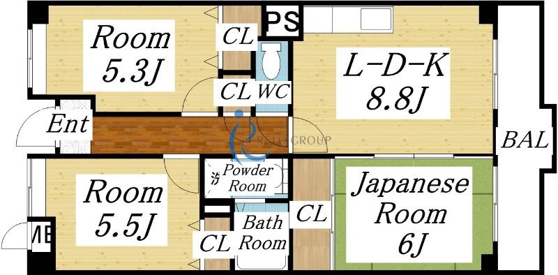 エレガンス巽(3LDK/7階)の間取り写真