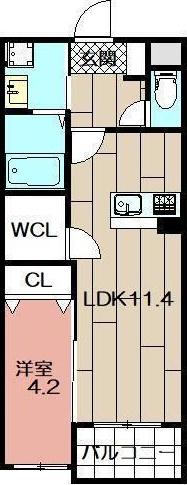 MDIプラデリビオ行橋駅前(1LDK/4階)の間取り写真