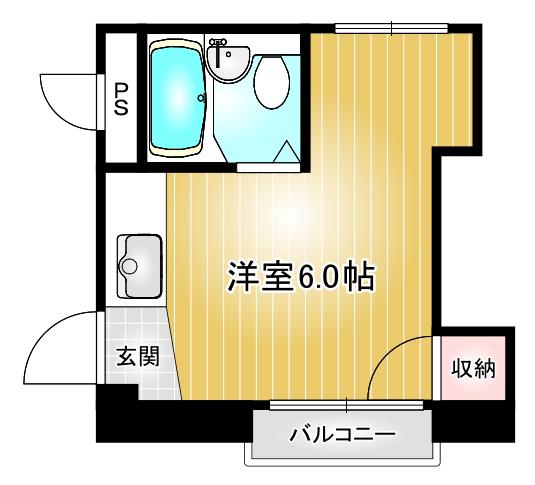 鶴田マンション(ワンルーム/3階)の間取り写真