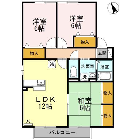 フォルテFB棟(3LDK/2階)の間取り写真