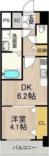 スプランディッド新大阪イースト(1DK/3階)の間取り写真