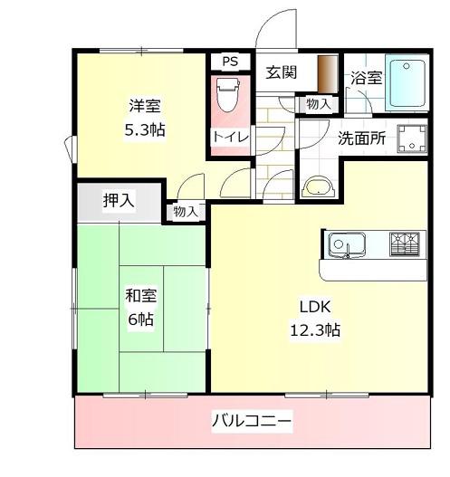 メゾンスペリオール(2LDK/2階)の間取り写真