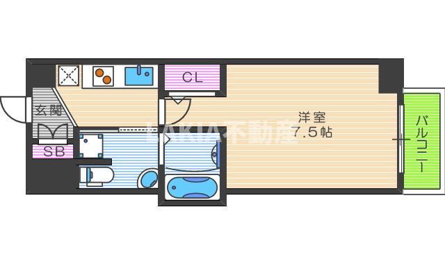 ラシーヌ天王寺町南(1K/2階)の間取り写真