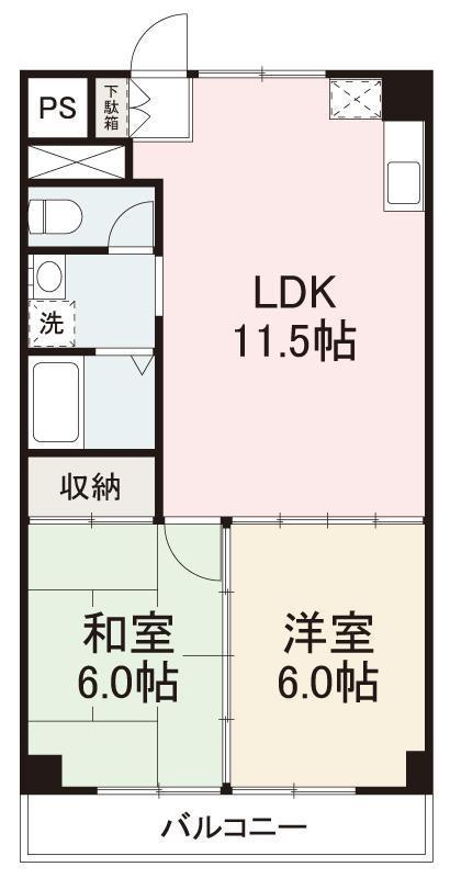 Fコーポ(2LDK/2階)の間取り写真