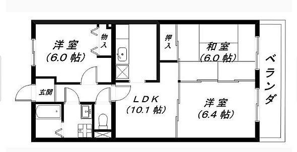 ルミエール壱番館(3DK/2階)の間取り写真