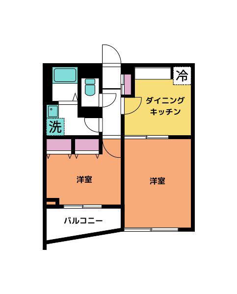 ヴェール新井薬師(2DK/2階)の間取り写真