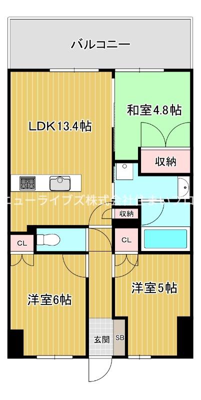 ルネ大和田駅前フロントゲート(3LDK/1階)の間取り写真