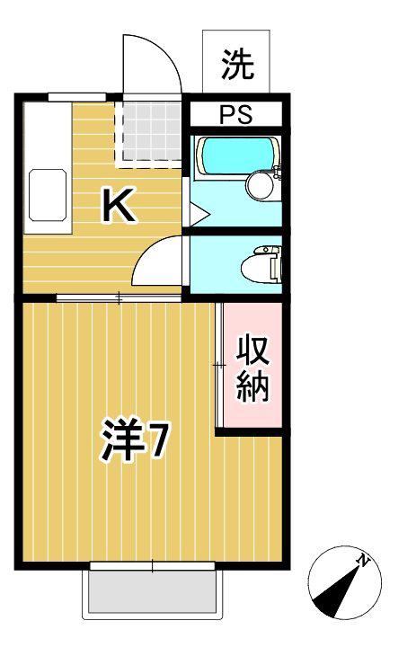 フィオリート諏訪(1K/2階)の間取り写真