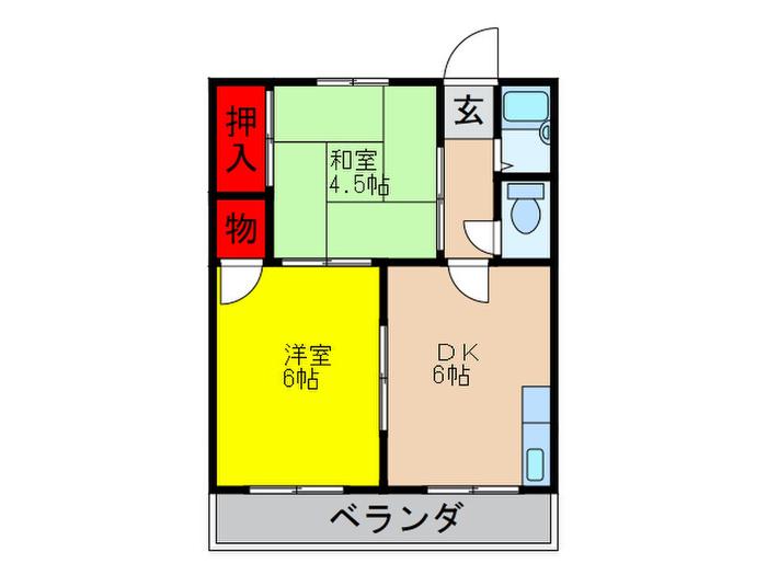 岡本ハイツ(2DK/3階)の間取り写真