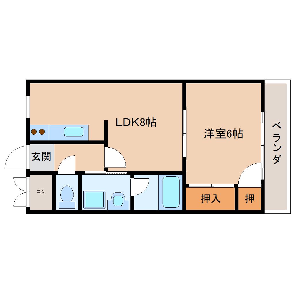 第2サンタウン(1LDK/2階)の間取り写真