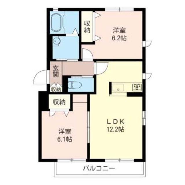 CALMEあざみ野B(2LDK/1階)の間取り写真