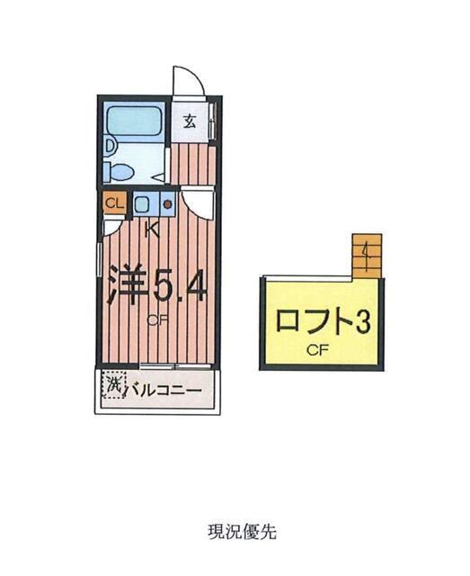コープマリン旗の台(1K/1階)の間取り写真