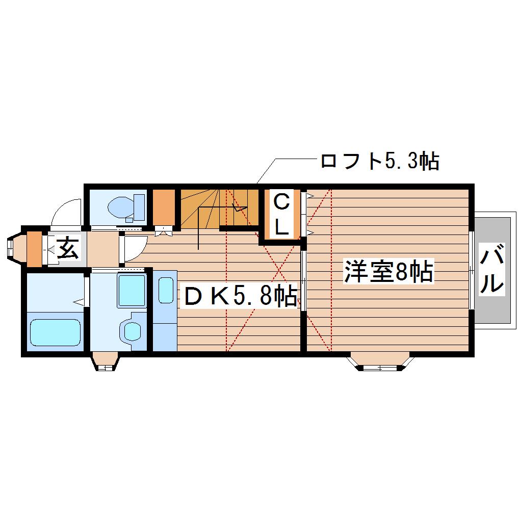 アヴァンセ岩切 壱番館(1DK/2階)の間取り写真