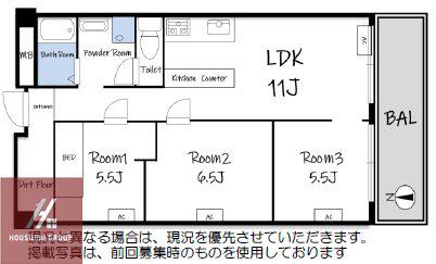 シャトー三愛(3LDK/10階)の間取り写真