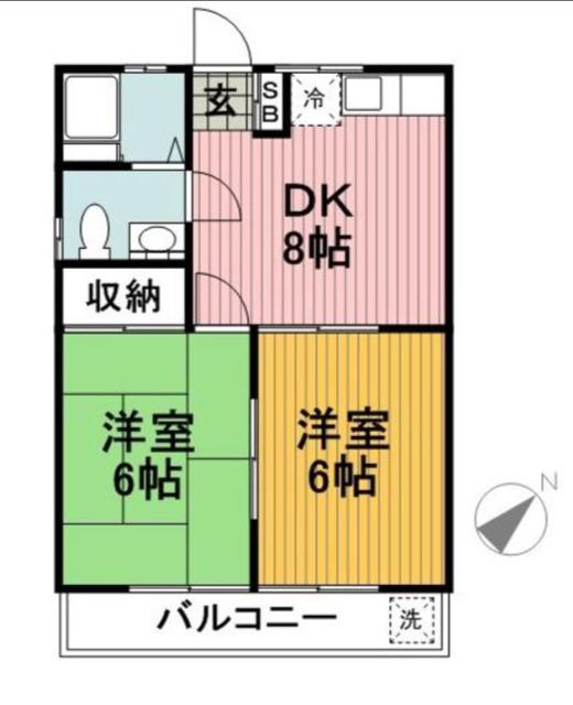 昼間ハイツ(2DK/2階)の間取り写真