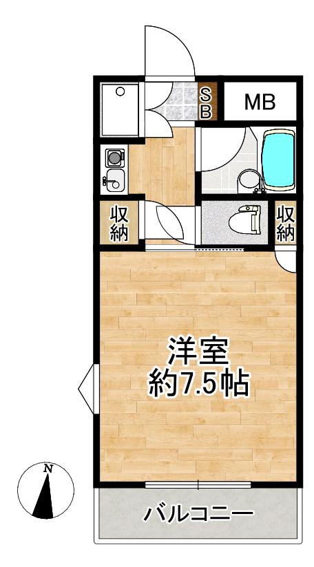 地下鉄西神・山手線 大倉山駅(兵庫) 徒歩8分 3階建 築31年(1K/2階)の間取り写真