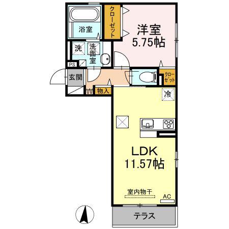 サンモリッツ(1LDK/1階)の間取り写真