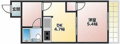 セントエルモ門田文化町(1DK/1階)の間取り写真