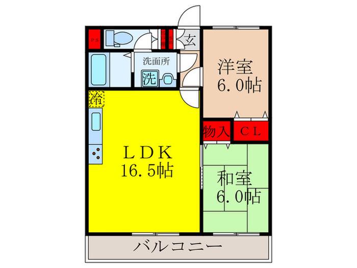 ベルアージュ高城(2LDK/2階)の間取り写真