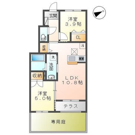 クレール(2LDK/1階)の間取り写真