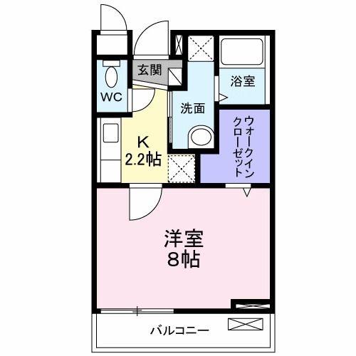 カレント・レジデンス(1K/2階)の間取り写真
