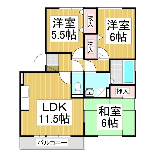 ピュアハウス桜ヶ岡(3LDK/3階)の間取り写真
